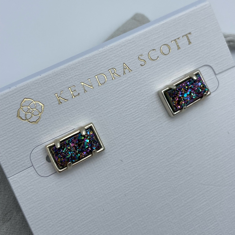 Kendra Scott Paola Gold Earrings with Drusy Stones 🦄 - Picture 2 of 4